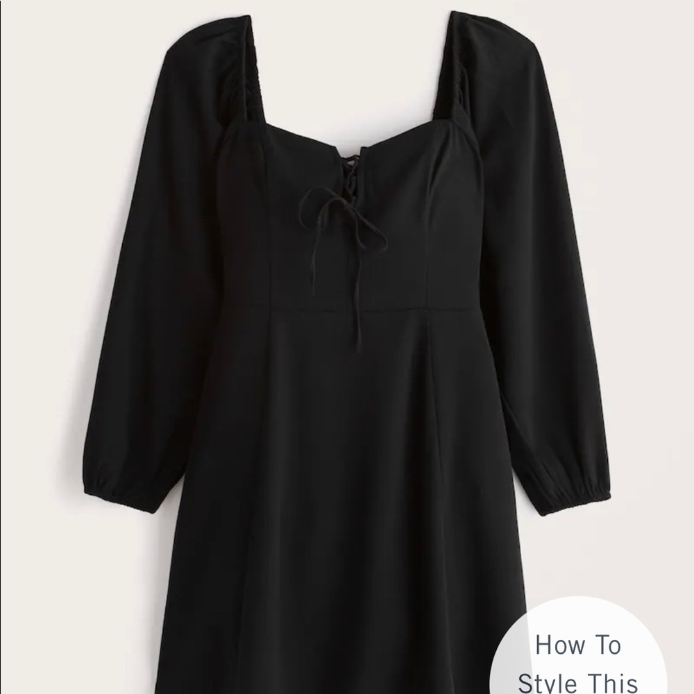 Long-Sleeve Lace-Up Flirty Mini Dress
